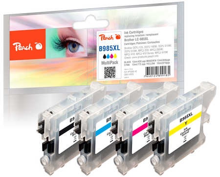 Peach Spar Pack Tintenpatronen kompatibel zu Brother LC-985