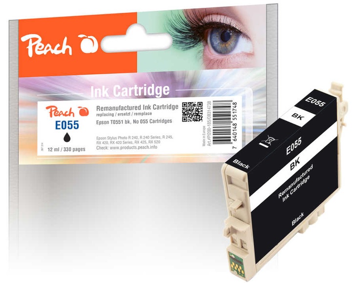 Peach Tintenpatrone schwarz kompatibel zu Epson T0551 bk, C13T05514010