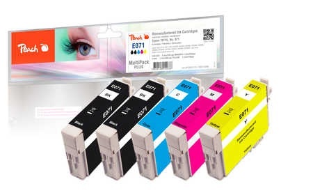 Peach Spar Pack Plus Tintenpatronen kompatibel zu Epson T071 (2xT0711, T0712, T0713, T0714)
