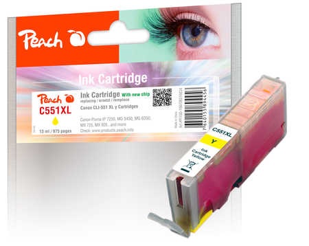 Peach XL-Tintenpatrone gelb kompatibel zu Canon CLI-551, CLI-551Y XL