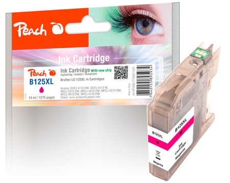 Peach Tintenpatrone magenta XL, kompatibel zu Brother LC-125XL