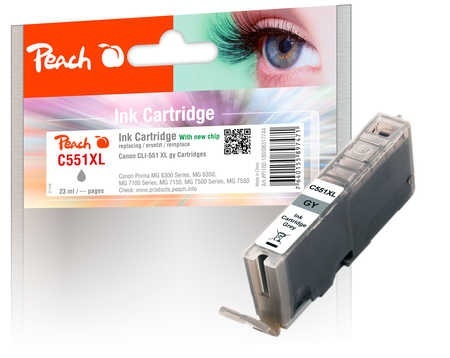 Peach XL-Tintenpatrone grau kompatibel zu Canon CLI-551gyXL