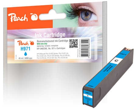 Peach Tintenpatrone cyan kompatibel zu HP No. 971, CN622AE