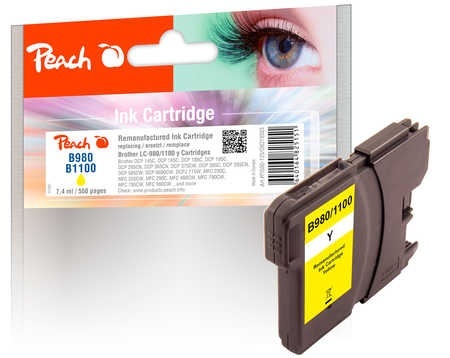 Peach Patrone Brother LC-1100, LC-980 gelb Comp.