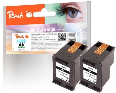 Peach Doppelpack Druckköpfe schwarz kompatibel zu HP No. 300, CC640EE