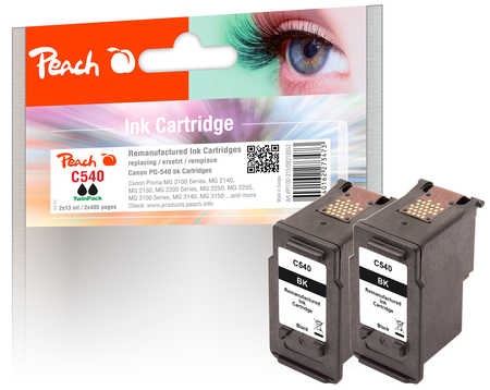 Peach Doppelpack Druckköpfe schwarz kompatibel zu Canon PG-540