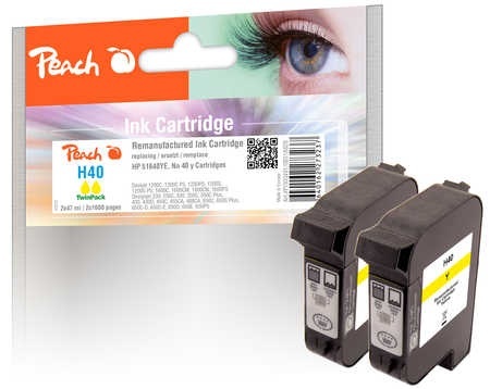 Peach Doppelpack Druckköpfe gelb kompatibel zu Xerox, HP No. 40, 51640YE