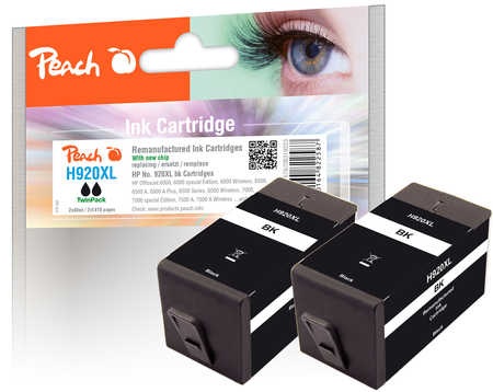 Peach Doppelpack Tintenpatrone schwarz kompatibel zu HP No. 920XL, CD975AE