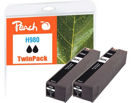 Peach Doppelpack Tintenpatrone schwarz kompatibel zu HP No. 980, D8J10A