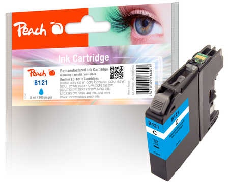 Peach Tintenpatrone cyan kompatibel zu Brother LC-121C