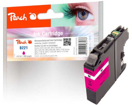 Peach Tintenpatrone magenta kompatibel zu Brother LC-221M