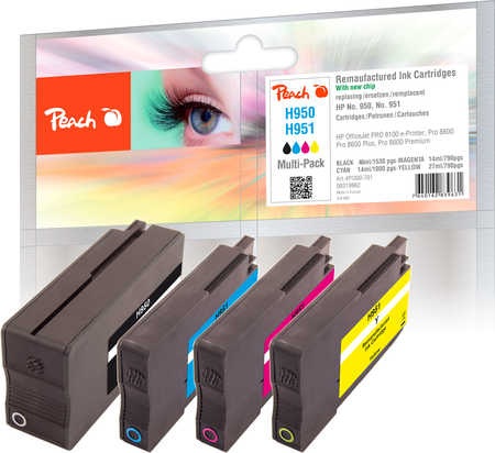 Peach Spar Pack Tintenpatronen kompatibel zu HP No. 950, No. 951