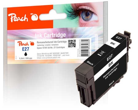 Peach Tintenpatrone schwarz kompatibel zu Epson No. 27 bk, T2701