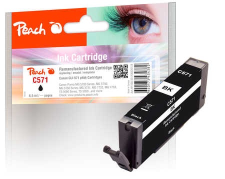 Peach Tintenpatrone foto schwarz kompatibel zu Canon CLI-571 bk