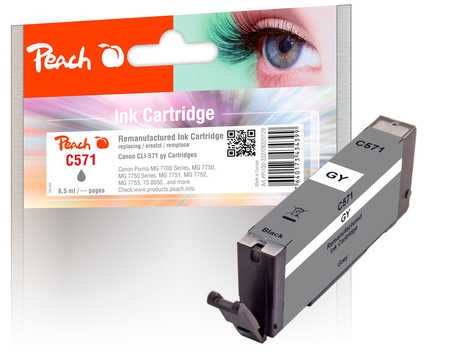 Peach Tintenpatrone grau kompatibel zu Canon CLI-571 gy