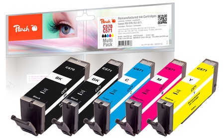 Peach Spar Pack Tintenpatronen kompatibel zu Canon PGI-570, CLI-571