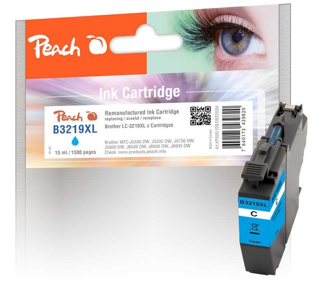 Peach Tintenpatrone cyan XL, kompatibel zu Brother LC-3219XLC