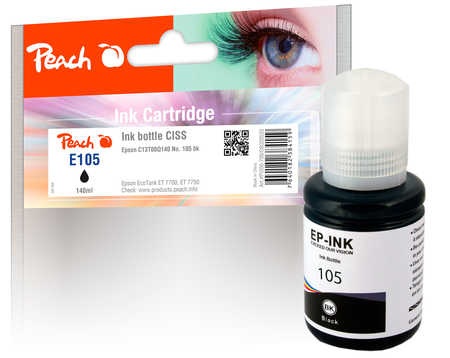 Peach Tintenbehälter pigm. schwarz kompatible zu Epson C13T00Q140, 105 bk