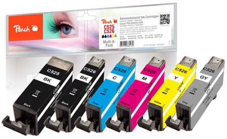 Peach Spar Pack Tintenpatronen kompatibel zu Canon PGI-525, CLI-526