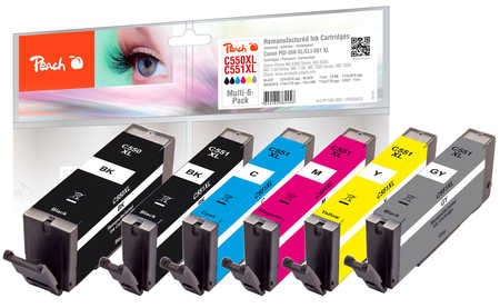 Peach Spar Pack mit grau Tintenpatronen kompatibel zu Canon PGI-550XL, CLI-551XL