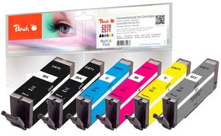 Peach Spar Pack mit grau Tintenpatronen, kompatibel zu Canon PGI-570, CLI-571