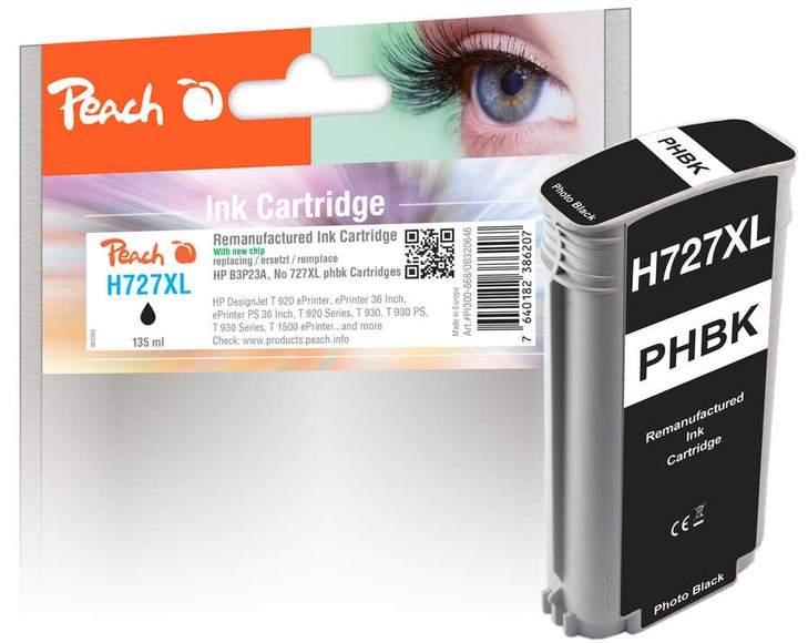 Peach H727pbk Druckerpatrone bkph ersetzt HP No. 727 pbk, B3P23A für z.B. HP DesignJet T 1500 ePrinter, HP DesignJet T 1500 ePrinter 36 Inch