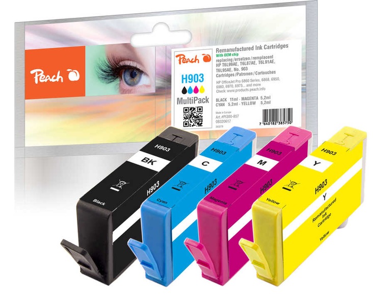 Peach Spar Pack Tintenpatronen kompatibel zu HP No. 903, T6L99AE, T6L87AE, T6L91AE, T6L95AE
