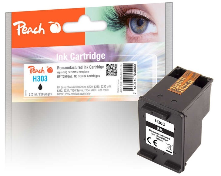 Peach Druckkopf schwarz kompatibel zu HP No. 303 BK, T6N02AE