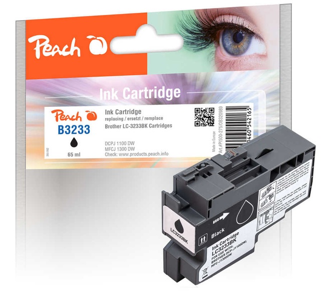Peach Tintenpatrone schwarz kompatibel zu Brother LC-3233BK