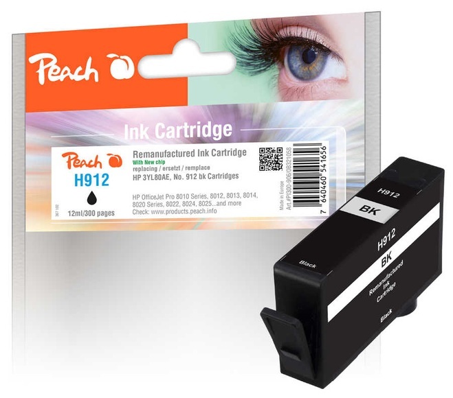 Peach H912BK Druckerpatrone bk ersetzt HP No. 912 BK, 3YL80AE für z.B. HP OfficeJet Pro 8024, HP OfficeJet Pro 8022, HP OfficeJet Pro 8022 e