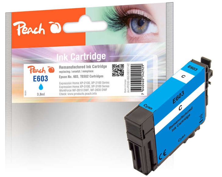 Peach Tintenpatrone cyan kompatibel zu Epson No. 603, T03U2