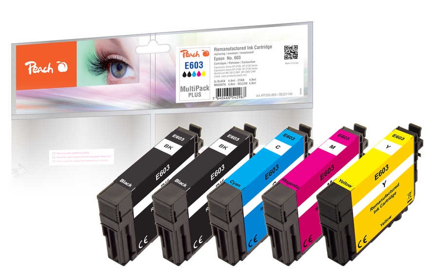 Peach Spar Pack Tintenpatronen kompatibel zu Epson No. 603, T03U6