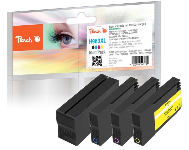 Peach Spar Pack Tintenpatronen kompatibel zu HP No. 963, 6ZC70AE