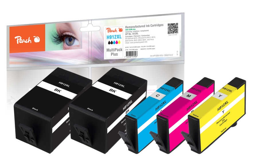 Peach Spar Pack Plus Tintenpatronen kompatibel zu HP No. 912XL, 3YP34AE