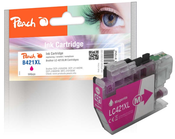 Peach B421 XLM Druckerpatrone XL ma ersetzt Brother LC-421XLM für z.B. Brother DCPJ 1050 DW, Brother DCPJ 1140 DW, Brother MFCJ 1010 DW