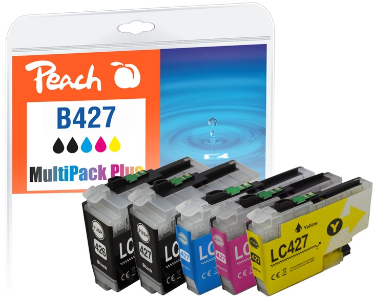 Peach B427 Spar Plus Pack Druckerpatronen (2*bk, c/m/y) ersetzt Brother LC-427 für z.B. Brother HLJ 6010 DW, Brother MFCJ 5955 DW, Brother MFCJ 6950