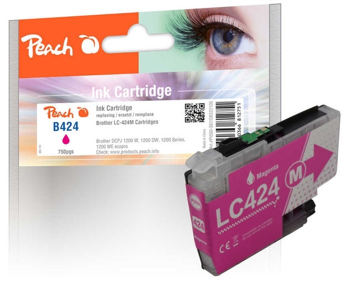 Peach B424 M Druckerpatrone ma ersetzt Brother LC-424M für z.B. Brother DCPJ 1200 W, Brother DCPJ 1200 DW, Brother DCPJ 1200