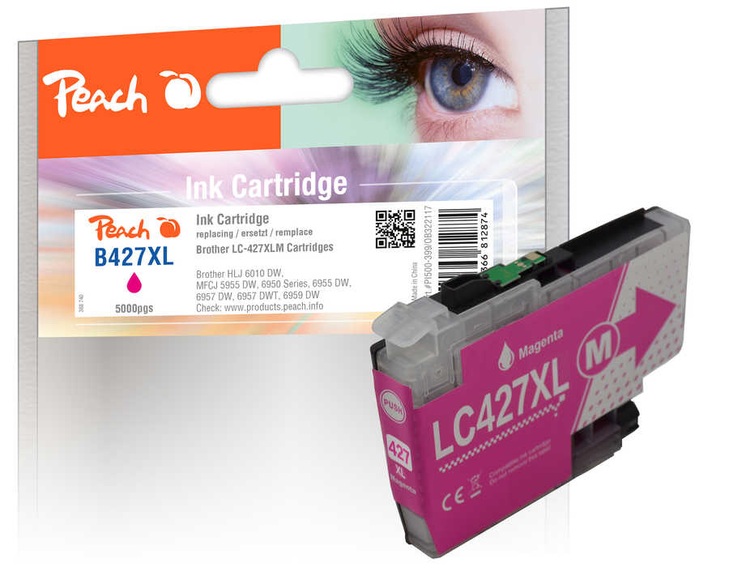 Peach B427 XLM Druckerpatrone XL ma ersetzt Brother LC-427XL M für z.B. Brother HLJ 6010 DW, Brother MFCJ 5955 DW, Brother MFCJ 6950