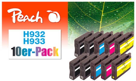 Peach 10er-Pack Tintenpatronen kompatibel zu HP No. 932, No. 933