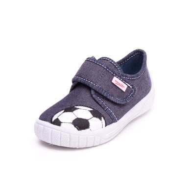 Superfit Klett-Hausschuhe FUßBALL FAN in jeansblau in Gr. 28