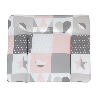roba Wickelauflage soft Happy Patch rosa 85 x 75 cm - grau