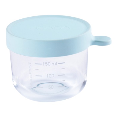 BEABA Kostgläschen aus Glas Superior Portion 150 ml light blue