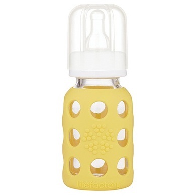 lifefactory Glas-Trinkflasche NEWBORN 0,120l in gelb