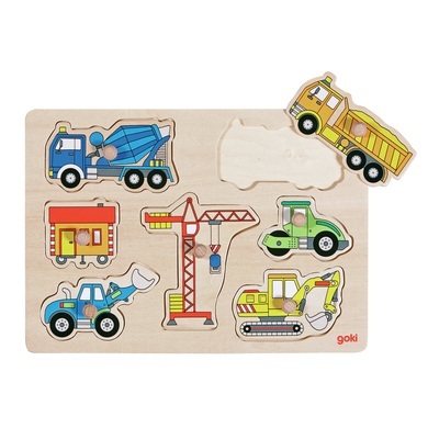 goki Steckpuzzle BAUFAHRZEUGE 7-teilig in bunt
