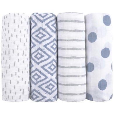 emma & noah Mullwindeln 4er Set Blau 80 x 80 cm - blau