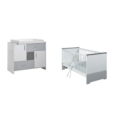 Schardt Babymöbel-Set »Candy Grey«, (Spar-Set, 2 St.), mit Kinderbett und Wickelkommode, Made in Germany