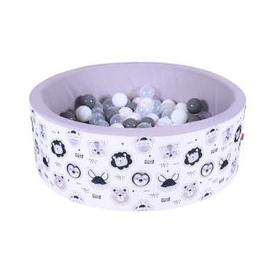 knorr® toys Bällebad soft - Cute Animals - 150 Bälle grau/weiß/transparent