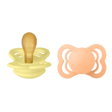 BIBS Schnuller Supreme Latex Peach Sunset/Sunshine Silikon 0-6 Monate, 2 Stk.