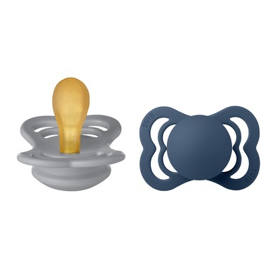 BIBS Schnuller Supreme Latex Cloud und Steel Blue 0-6 Monate, 2 Stk.