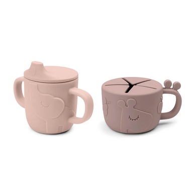 Done by Deer? Snack & Trinkbecher Peekaboo Set Deer friends Rosa